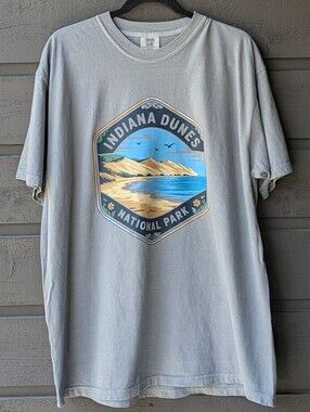 NWOT Comfort Colors Light Gray Indiana Dunes National Park Graphic Tee Gray XL
